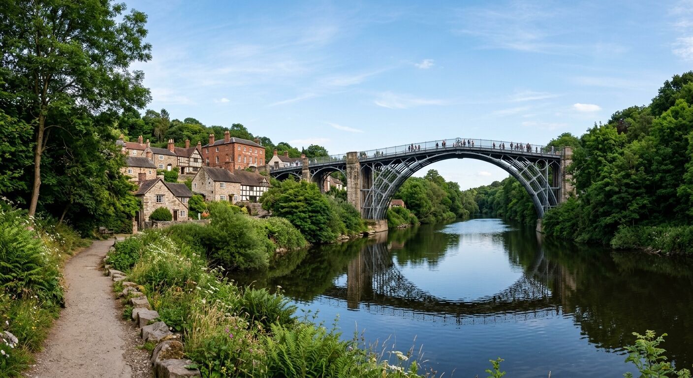 The iconic Iron Bridge spanning the River Severn in Telford