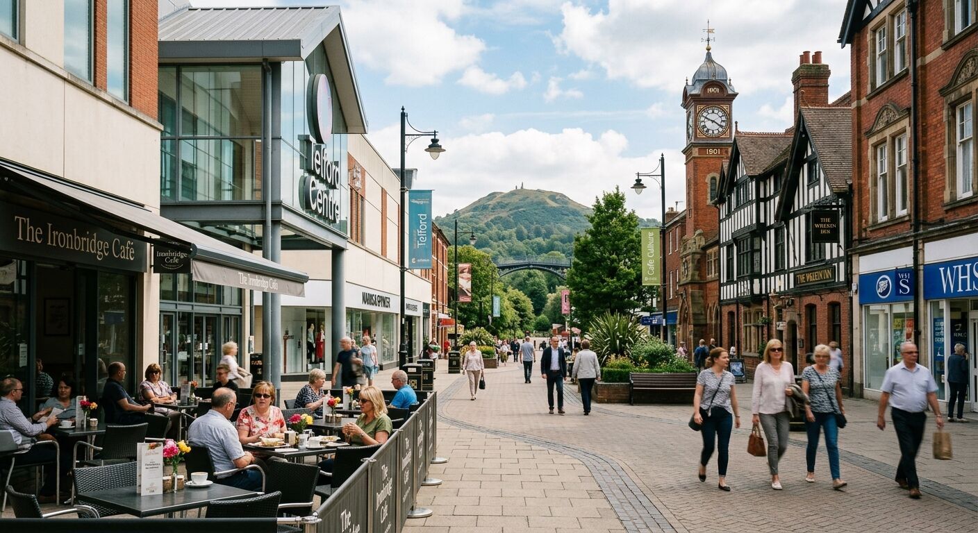 Elegant street view of Telford town centre