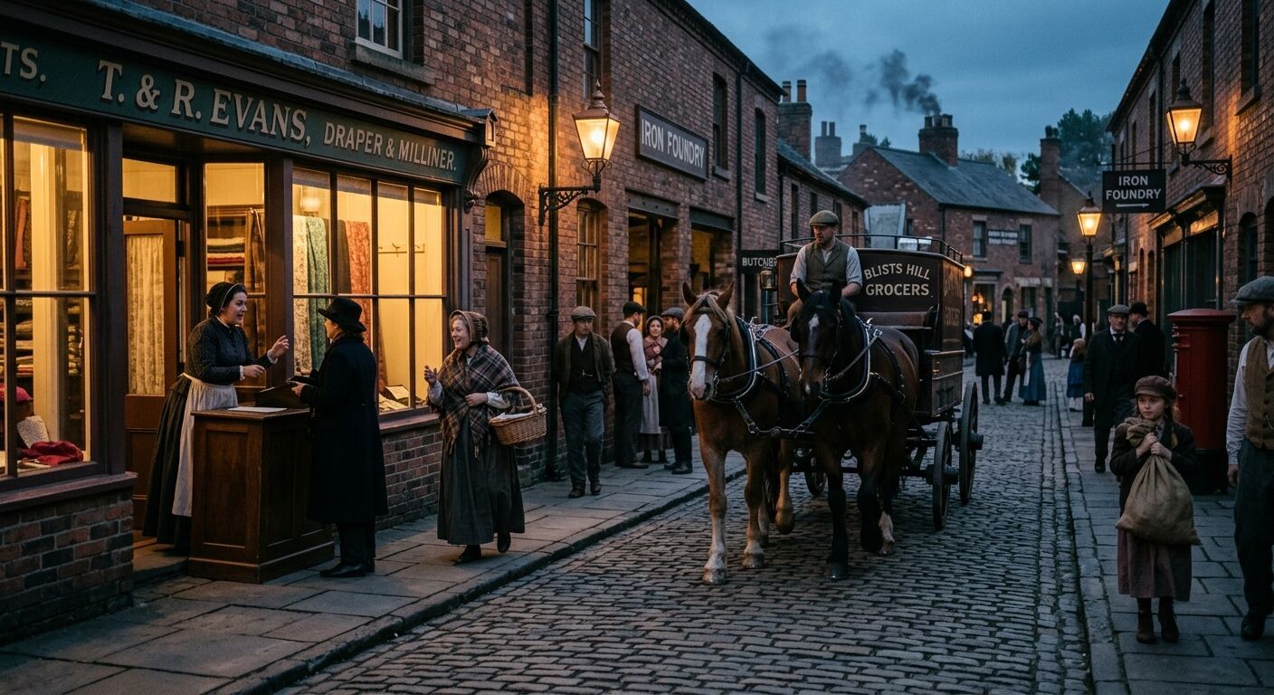 An authentic scene from Blists Hill Victorian Town with costumed interpreters